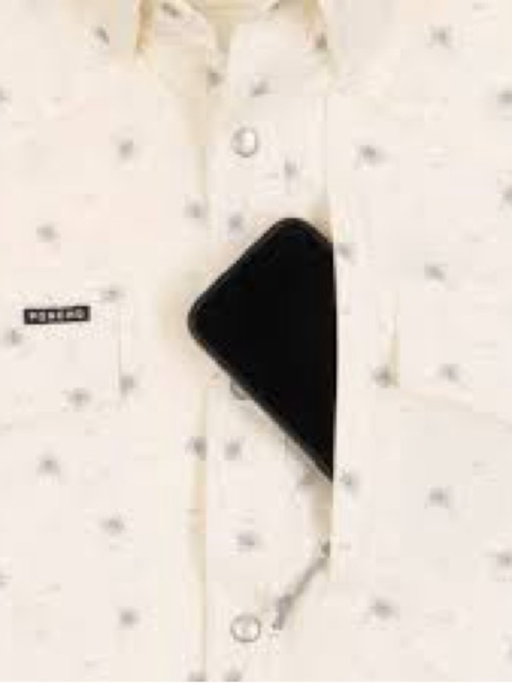 Poncho Short Sleeve Button-Down Shirt in yellow with Subtle Print - Picture 4 of 6